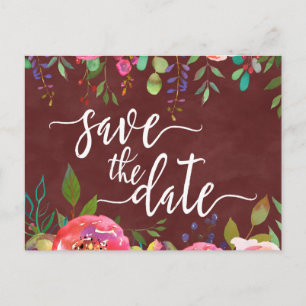 Outono Borgonha Convite de Casamento Watercolor Sa