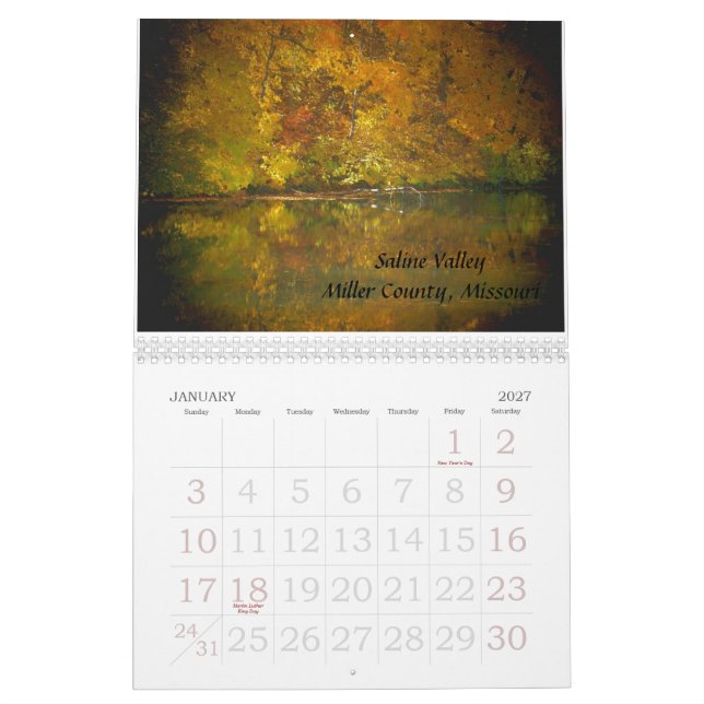 Outono do calendário no Ozarks (Jan 2027)