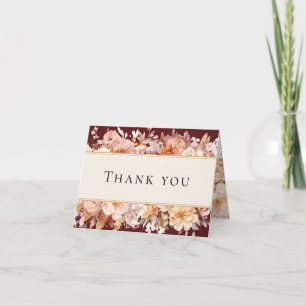 Outono Floral Borgonha Creme Convite de Noiva Dobr