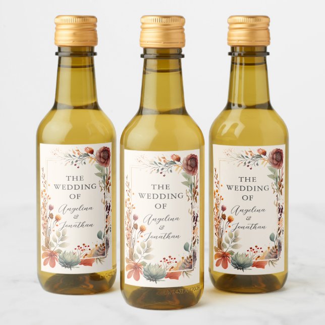 Outono Floral Marfim Boho Casamento Mini (Garrafas)