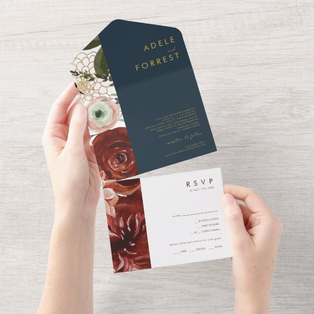 Outono Floral Marsala | Selo Naval E Enviar (Aba destacável)