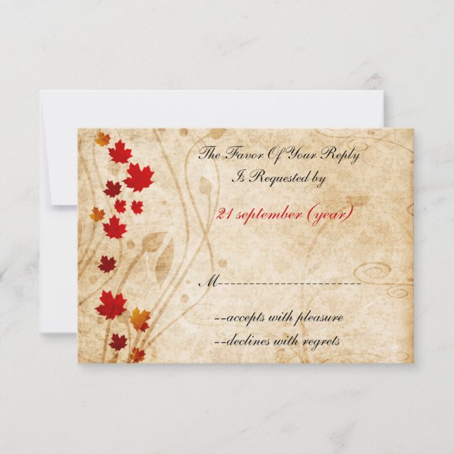 outono marrom casamento cartões rsvp (Frente)