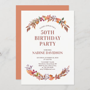 Outono/outono Floral 50º Convite de aniversário
