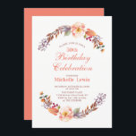 Outono/outono Floral 50º Convite de aniversário<br><div class="desc">Este design de convite de aniversário floral no outono apresenta uma bela coroa com um esquema de cores de outono. Mais itens correspondentes disponíveis no meu compro BaraBomDesign.</div>