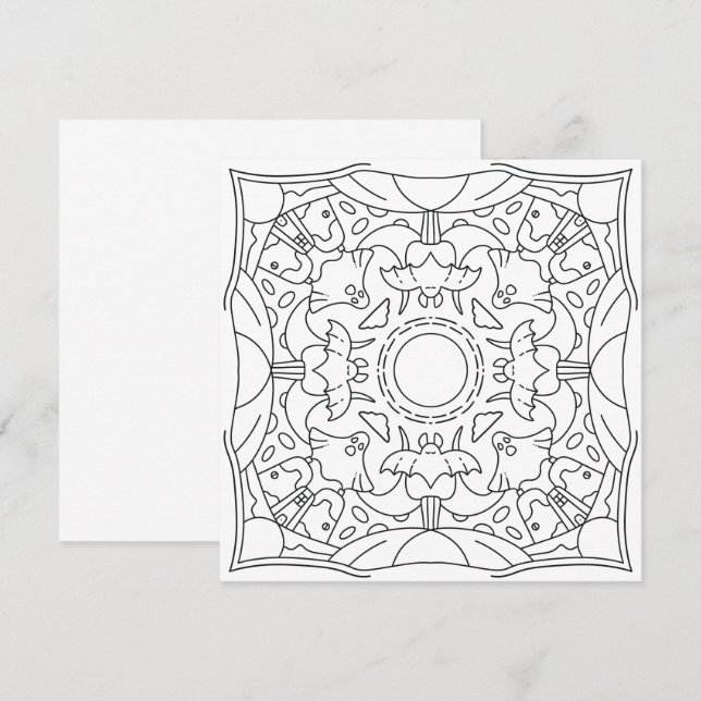 Outono Pacífico: Cartão de Coloração Noturna Spook (Frente/Verso)