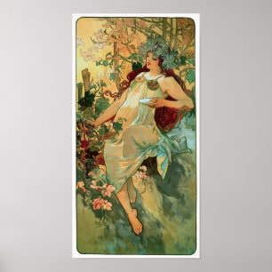 Outono por Alphonse Mucha ~ Art Nouveau Poster