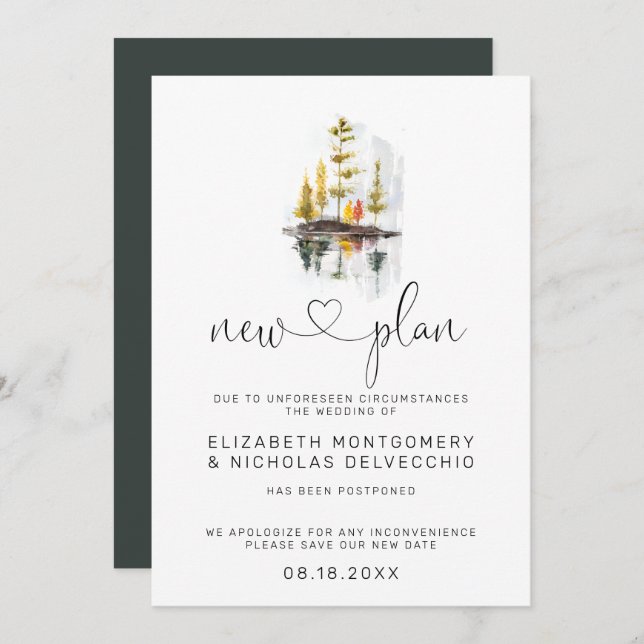 outono Russo | Anúncio de casamento adiado (Frente/Verso)