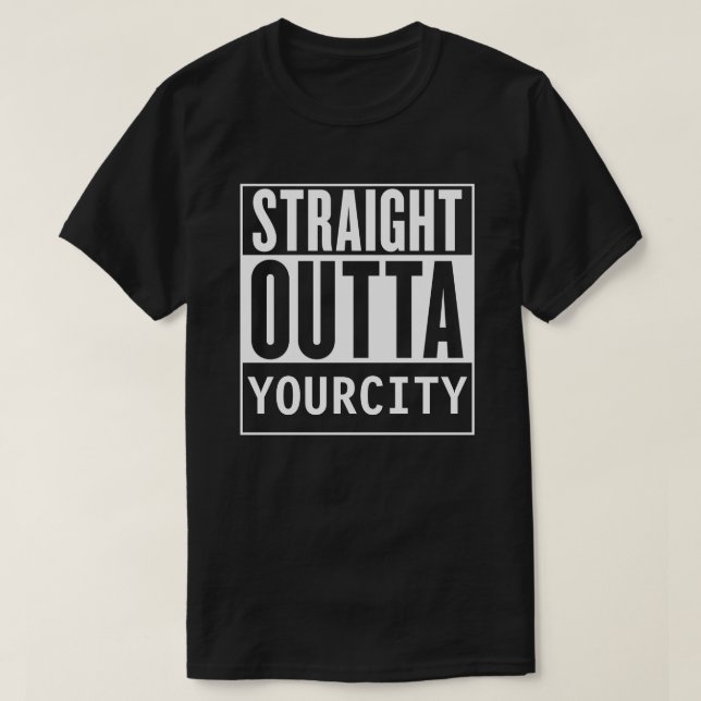 Outta reto sua camisa da cidade T (Frente do Design)
