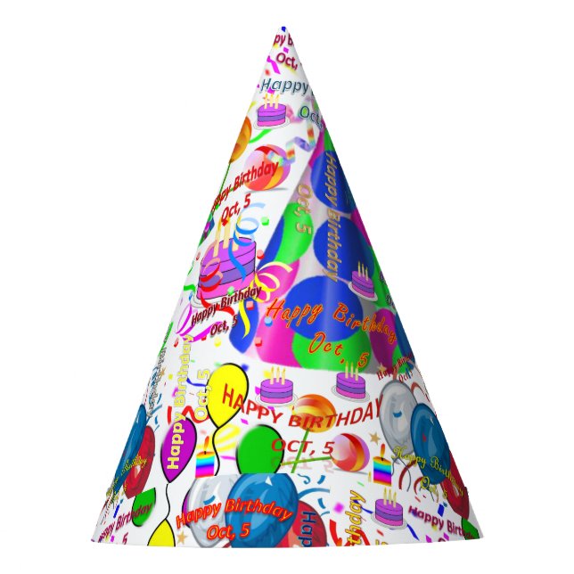 Outubro, 5 festas, Chapéu de Aniversário, Festa de (Frente)