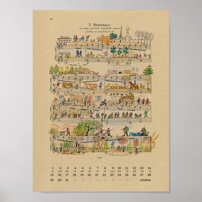 Outubro Happy Notes Calendar 2022 Poster (Frente)