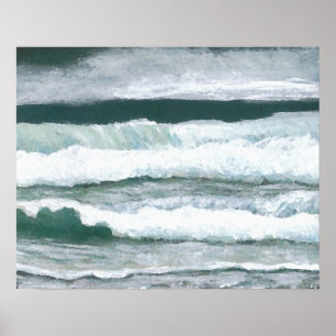 Ouvindo o poster da arte do litoral do oceano do