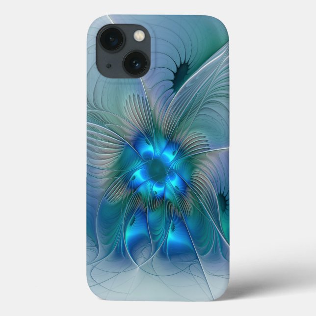 Ovações de Pé, Fractal Azul Turquesa Abstrato (Verso)
