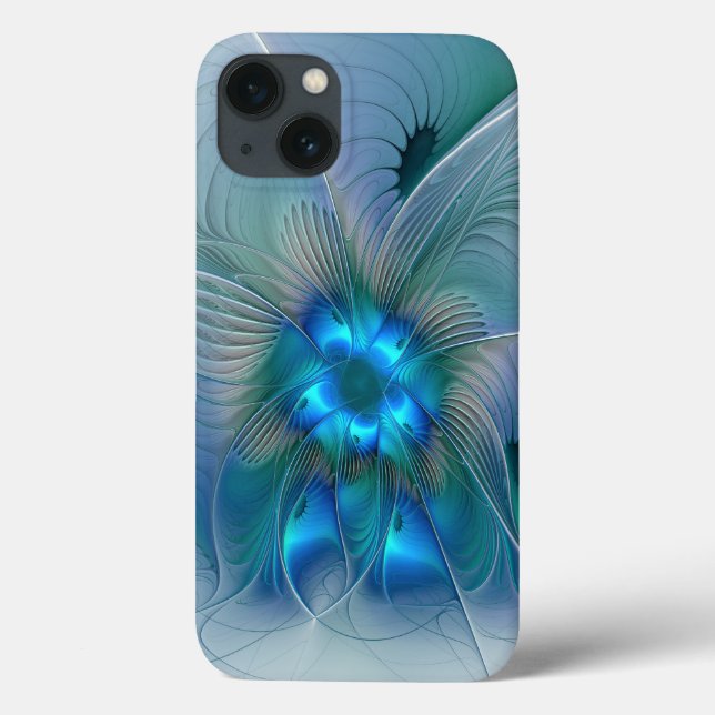 Ovações de Pé, Fractal Azul Turquesa Abstrato (Verso)