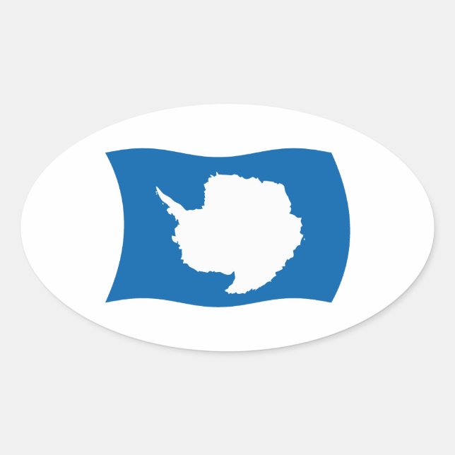 Oval Adesivo da Bandeira da Antártida (Frente)