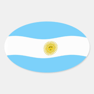 Oval Adesivo da Bandeira da Argentina
