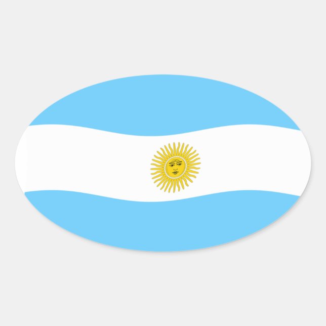 Oval Adesivo da Bandeira da Argentina (Frente)