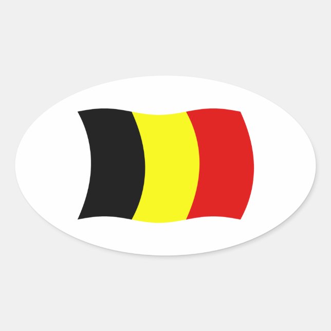 Oval Adesivo da Bandeira da Bélgica (Frente)