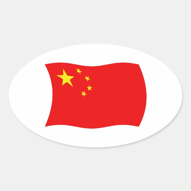 Oval Adesivo da Bandeira da China (Frente)