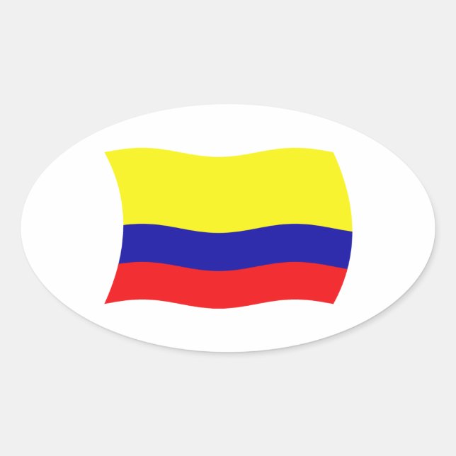 Oval Adesivo da Bandeira da Colômbia (Frente)