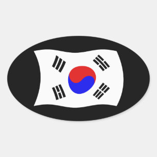 Oval Adesivo da Bandeira da Coreia do Sul