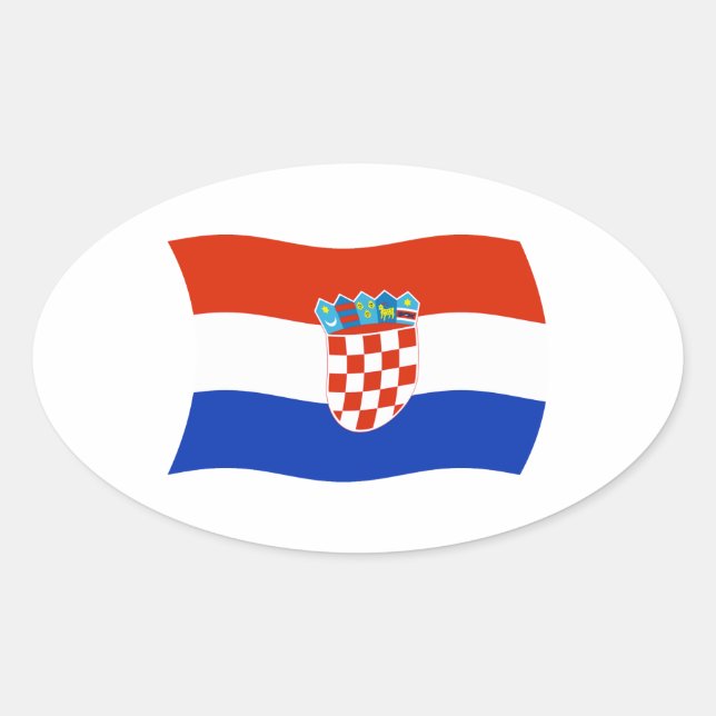 Oval Adesivo da Bandeira da Croácia (Frente)
