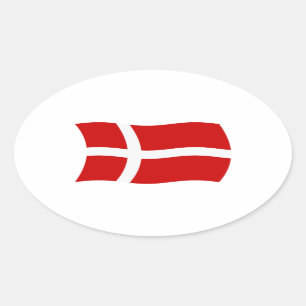 Oval Adesivo da Bandeira da Dinamarca
