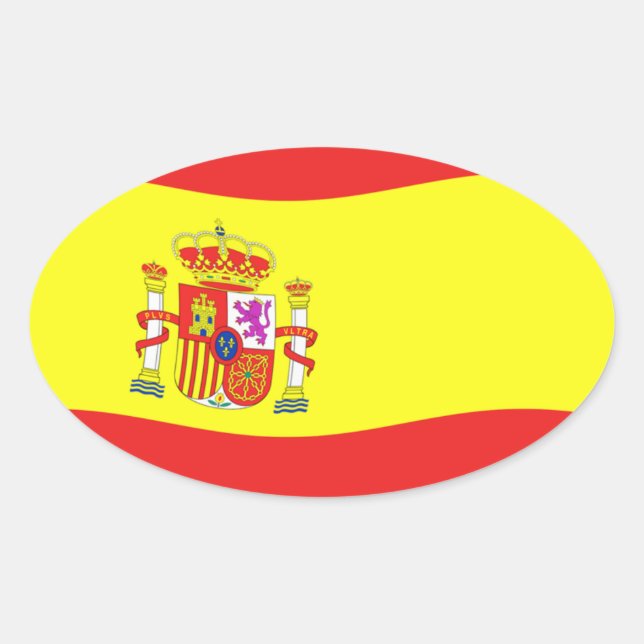Oval Adesivo da Bandeira da Espanha (Frente)