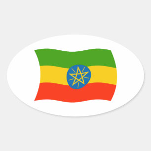 Oval Adesivo da Bandeira da Etiópia