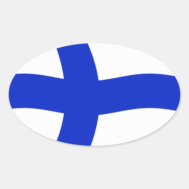 Oval Adesivo da Bandeira da Finlândia (Frente)