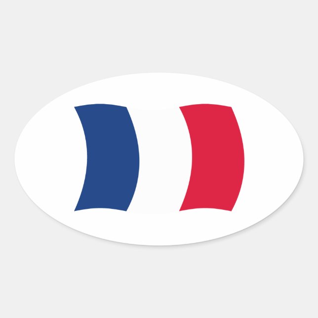 Oval Adesivo da Bandeira da França (Frente)