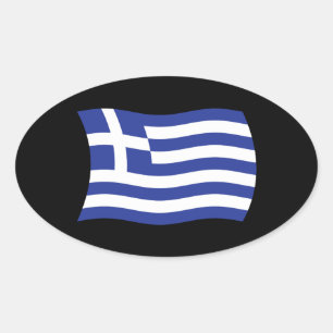 Oval Adesivo da Bandeira da Grécia