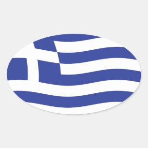 Oval Adesivo da Bandeira da Grécia