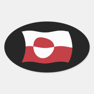 Oval Adesivo da Bandeira da Gronelândia