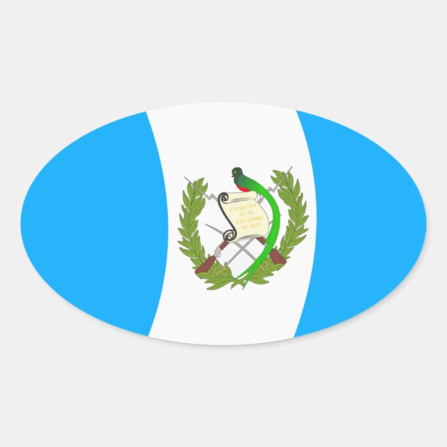 Oval Adesivo da Bandeira da Guatemala (Frente)