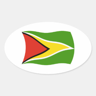 Oval Adesivo da Bandeira da Guiana