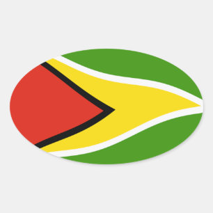 Oval Adesivo da Bandeira da Guiana