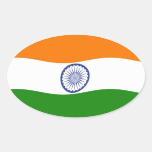 Oval Adesivo da Bandeira da Índia