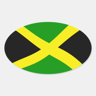 Oval Adesivo da Bandeira da Jamaica