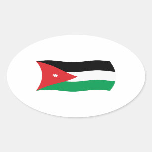 Oval Adesivo da Bandeira da Jordânia