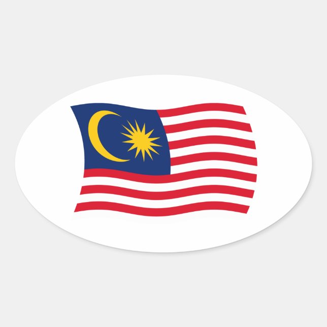 Oval Adesivo da Bandeira da Malásia (Frente)