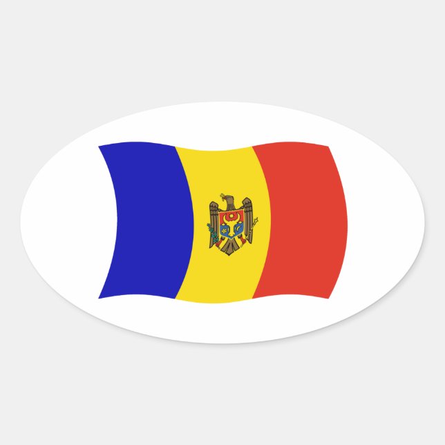 Oval Adesivo da Bandeira da Moldávia (Frente)