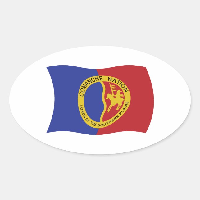 Oval Adesivo da Bandeira da Nação Comanche (Frente)