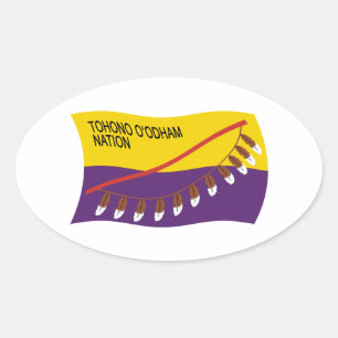 Oval Adesivo da Bandeira da Nação Tohono O'odham