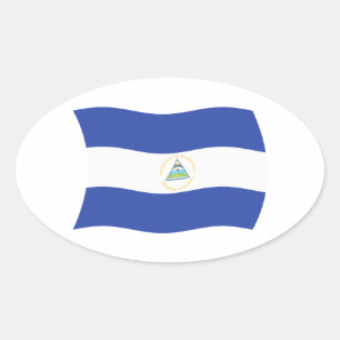 Oval Adesivo da Bandeira da Nicarágua