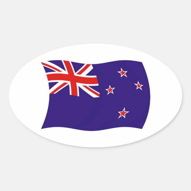 Oval Adesivo da Bandeira da Nova Zelândia (Frente)