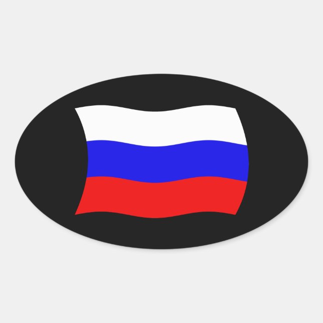 Oval Adesivo da Bandeira da Rússia (Frente)