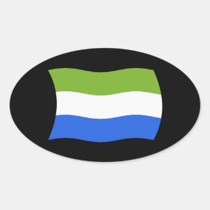 Oval Adesivo da Bandeira da Serra Leoa