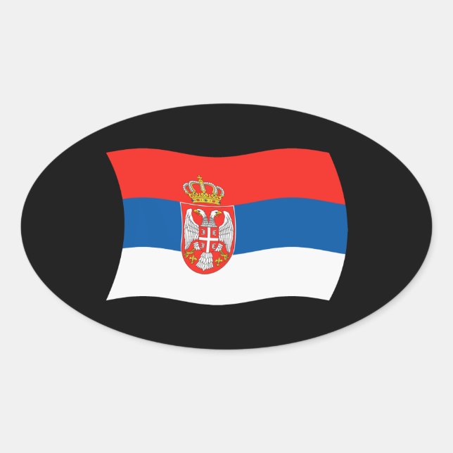 Oval Adesivo da Bandeira da Sérvia (Frente)