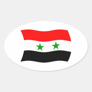 Oval Adesivo da Bandeira da Síria