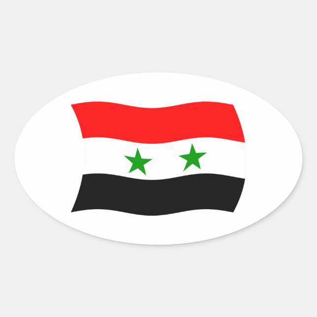 Oval Adesivo da Bandeira da Síria (Frente)